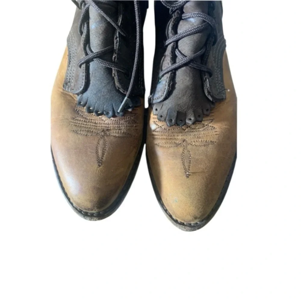 Vintage Lace Up Ankle Boots‎ Western Packer Roper Leather Southwestern 7.5 M